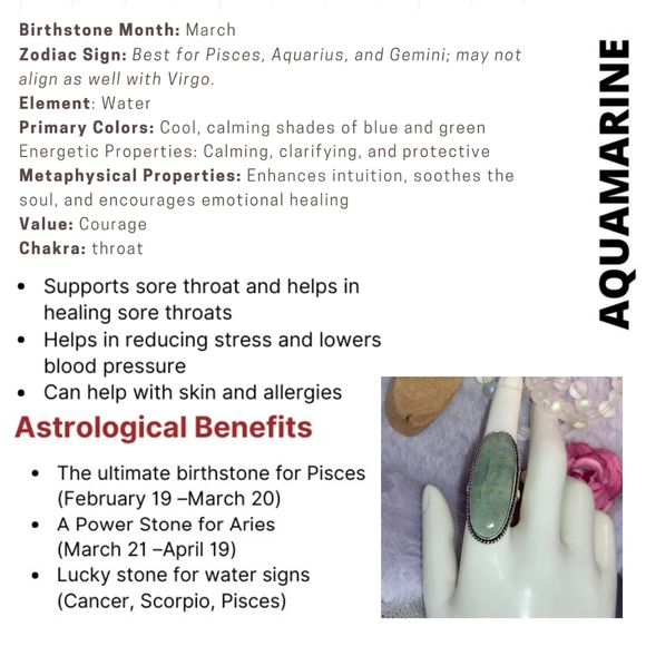 Elegant Aquamarine Gemstone Handmade Halo Ring - Picture 5 of 5